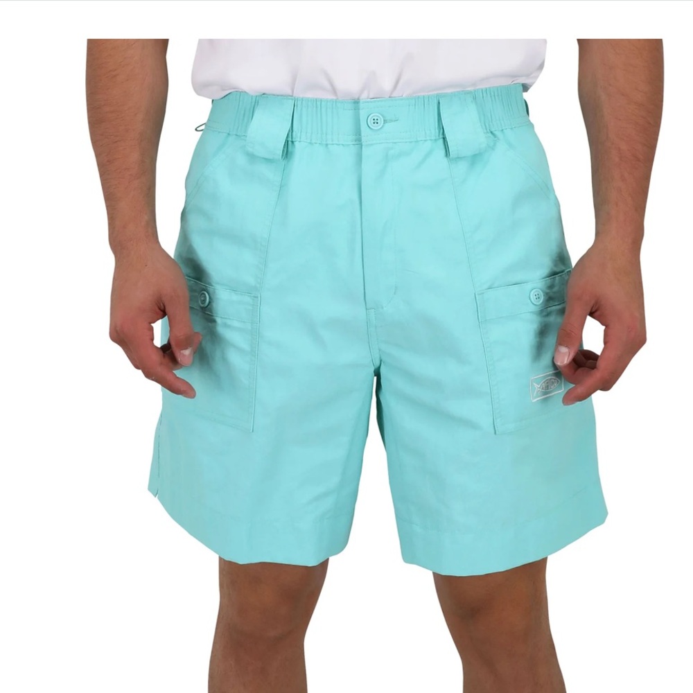 AFTCO Original Fishing Shorts Men 34 Bahama Blue 8” Performance NWT